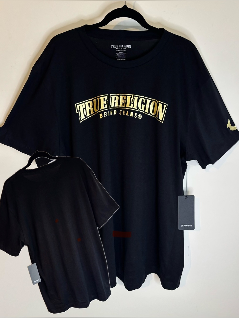 True Religion Brand Jeans Gold Foil Crew Neck Tee Shirt XXL